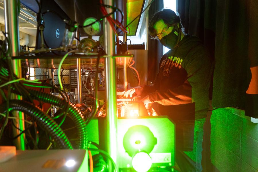 Student in a lab environment