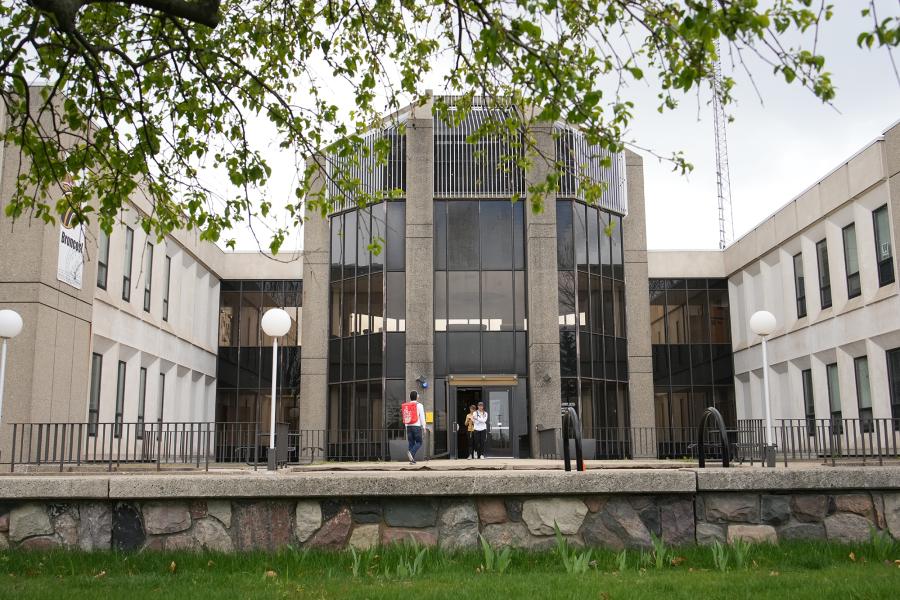 Faunce Student Service building, a photo of the building front, on main campus.
